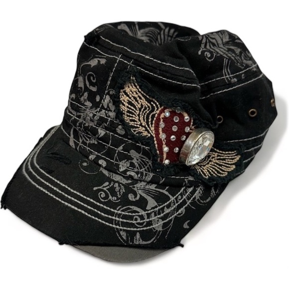 Cowgirl Jewels Distressed Trucker Hat With Swarovski Crystal Ladies NWOT